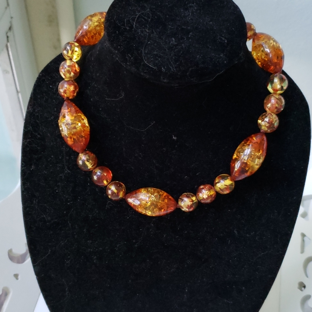 Crackled real amber necklace